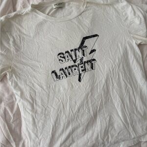 Saint Laurent Lightning Bolt White Tee
